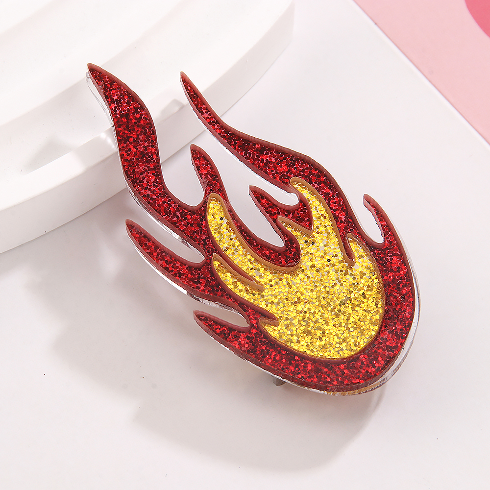 Casual Simple Style Flame Arylic 201 Stainless Steel Asymmetrical Unisex Brooches 1 Piece display picture 10