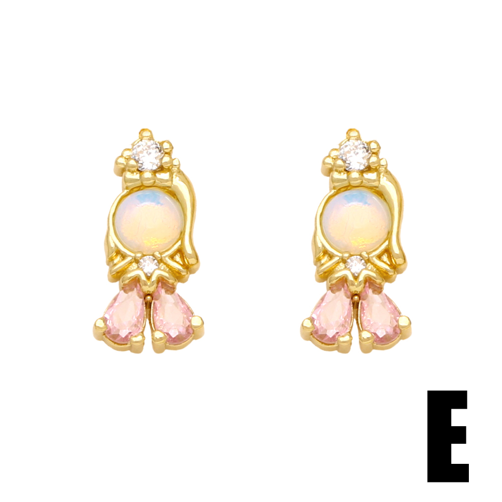 1 Pair Modern Style Simple Style Classic Style Mermaid Inlay Copper Zircon Drop Earrings display picture 7