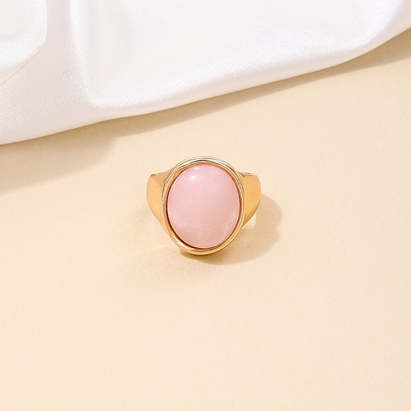 Nordic Style Simple Style Oval Alloy Inlay Natural Stone Women's Rings display picture 4