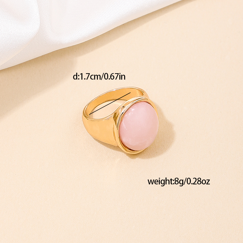 Nordic Style Simple Style Oval Alloy Inlay Natural Stone Women's Rings display picture 5