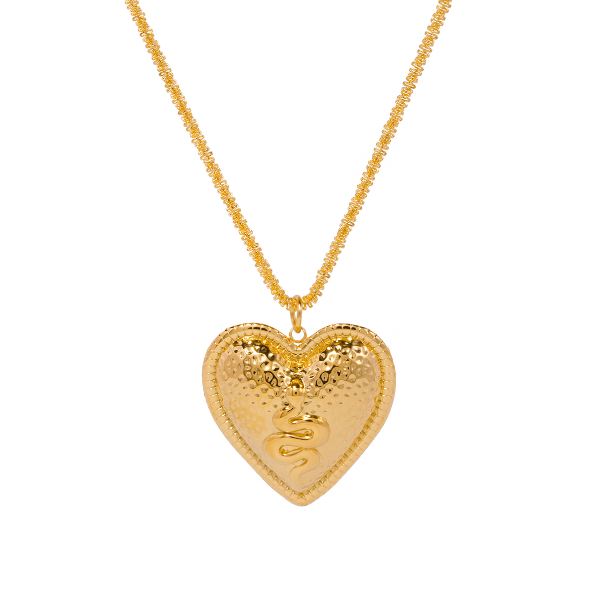 304 Stainless Steel 18K Gold Plated Retro Heart Shape Pendant Necklace display picture 8