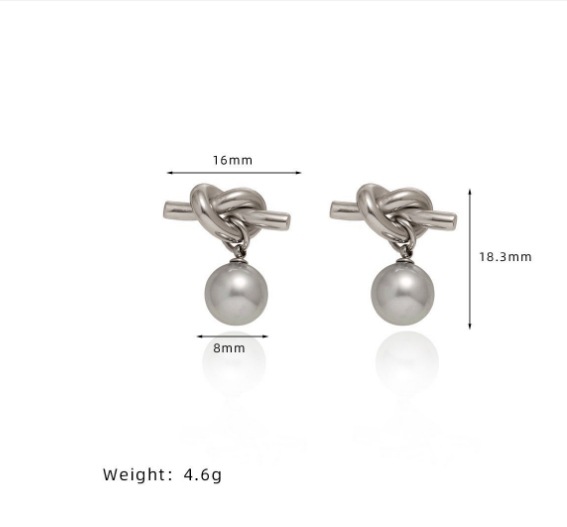 1 Pair Basic Lady Simple Style Round Artificial Pearl Titanium Steel 18K Gold Plated Drop Earrings display picture 2