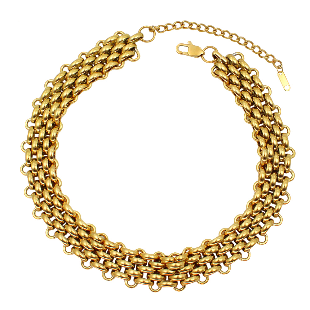 304 Stainless Steel 18K Gold Plated Hip-Hop Retro Plating Solid Color Bracelets Necklace display picture 14