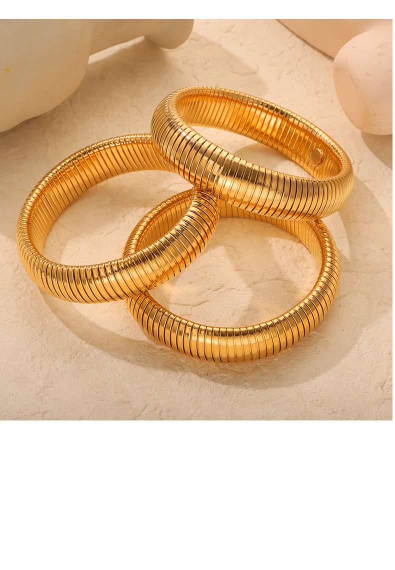 Titanium Steel 18K Gold Plated Casual Simple Style Commute Plating Circle Bangle display picture 5