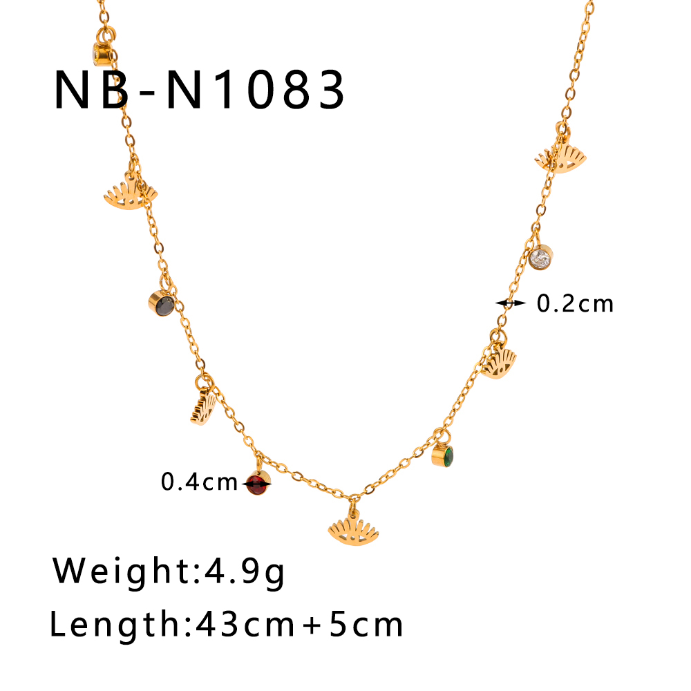 304 Stainless Steel 18K Gold Plated Luxurious Romantic Plating Inlay Eye Zircon Necklace display picture 6