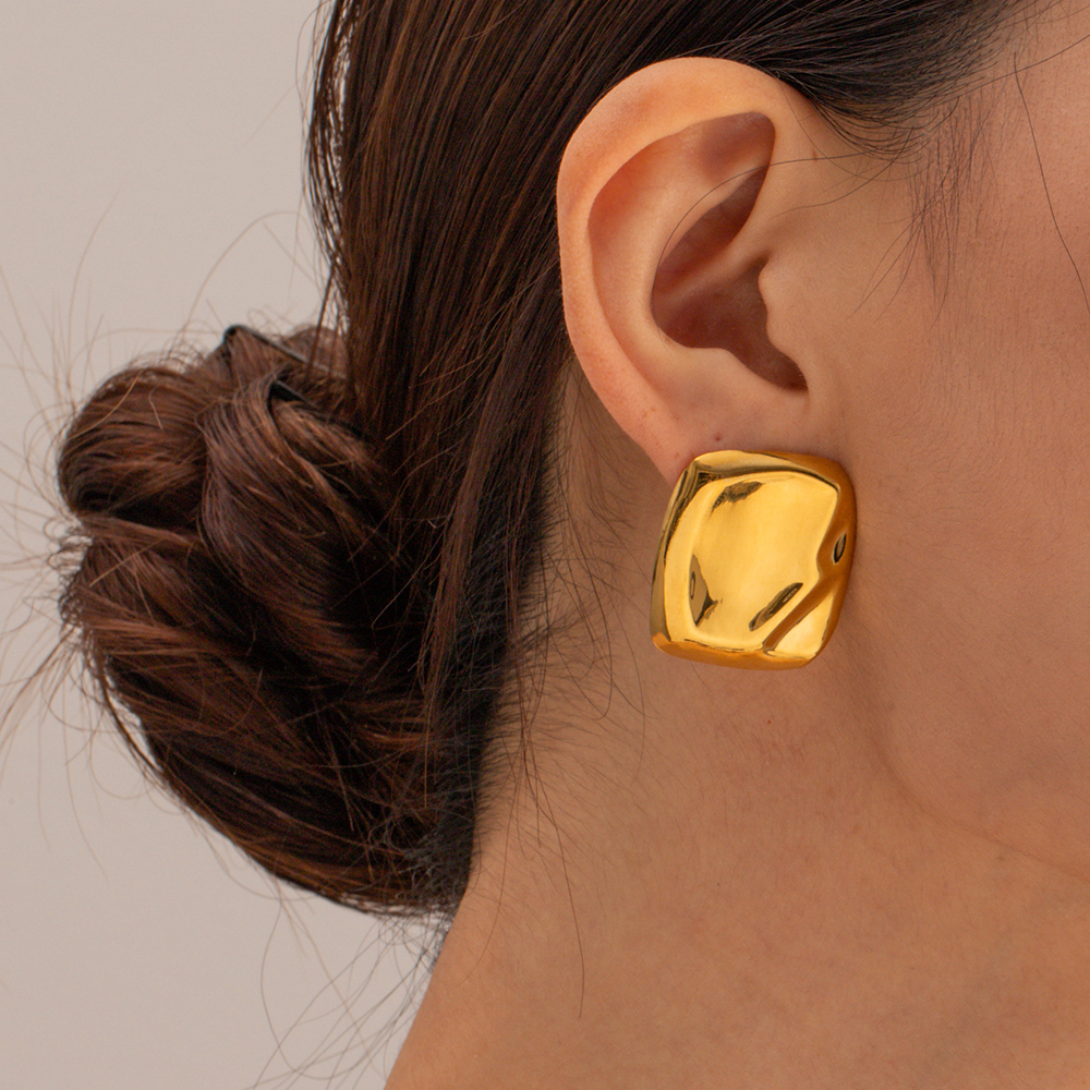 1 Pair IG Style Geometric Plating 304 Stainless Steel 18K Gold Plated Ear Studs display picture 6