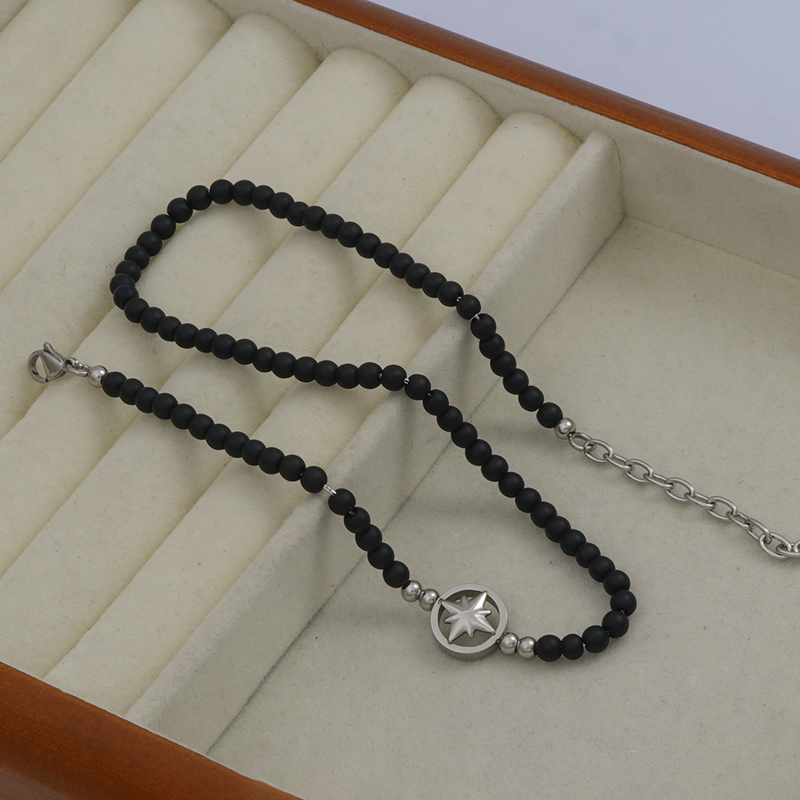 Großhandel Schmuck Vintage-Stil Klassischer Stil Geometrisch Ein Naturstein Türkis Obsidian Perlen Halskette display picture 3
