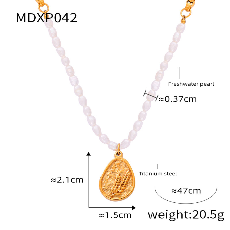 Freshwater Pearl Titanium Steel 18K Gold Plated IG Style Casual Commute Beaded Plating Inlay Oval Heart Shape Artificial Pearls Pendant Necklace display picture 6