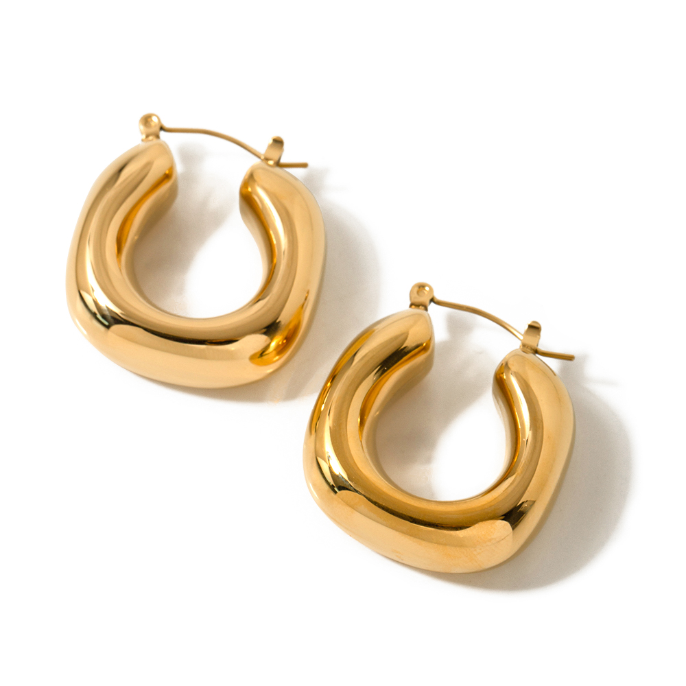 1 Pair IG Style Simple Style U Shape Solid Color 304 Stainless Steel 16K Gold Plated Earrings display picture 1