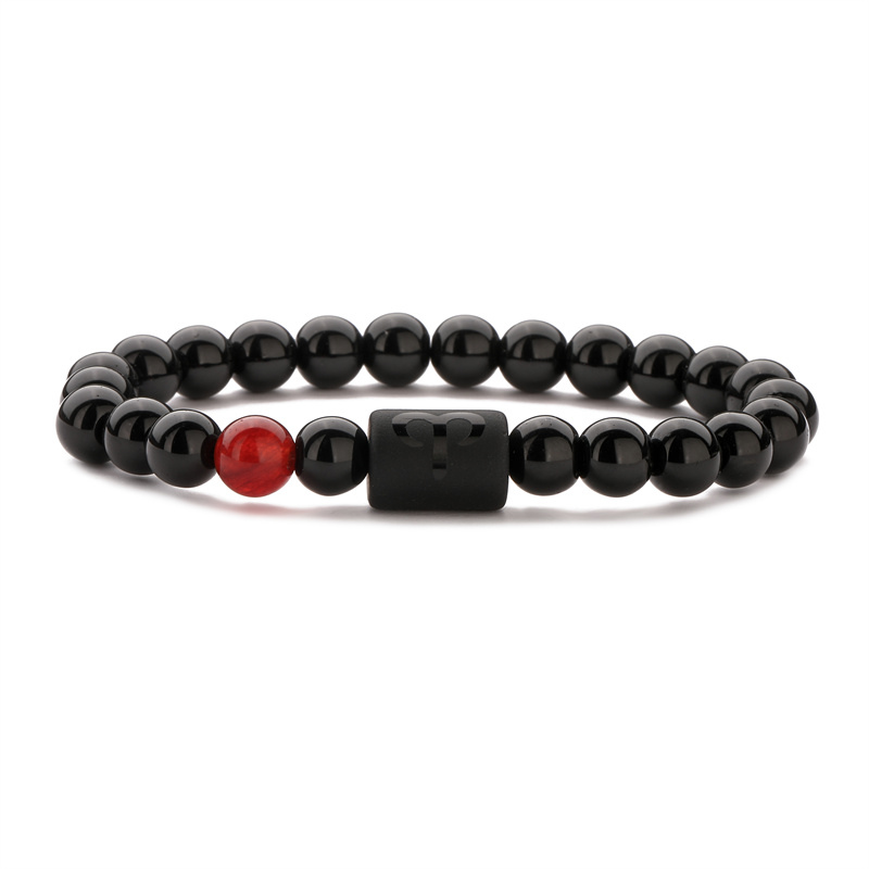 Chinoiserie Classic Style Round Constellation Agate Beaded Men's Bracelets display picture 10