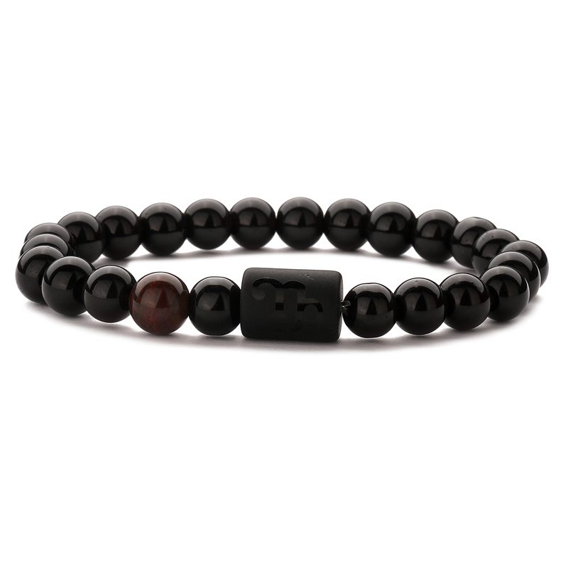Chinoiserie Classic Style Round Constellation Agate Beaded Men's Bracelets display picture 3
