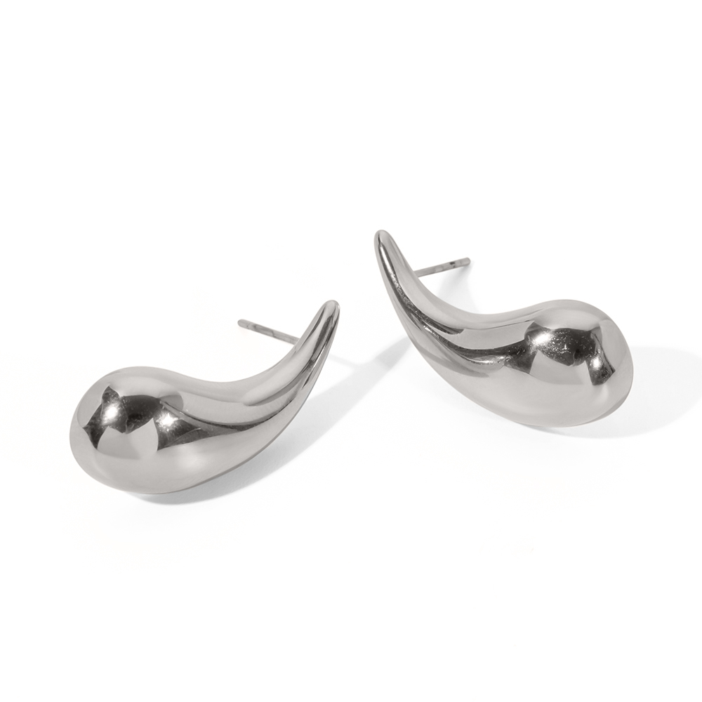 1 Pair IG Style Water Droplets Plating 304 Stainless Steel Ear Studs display picture 1