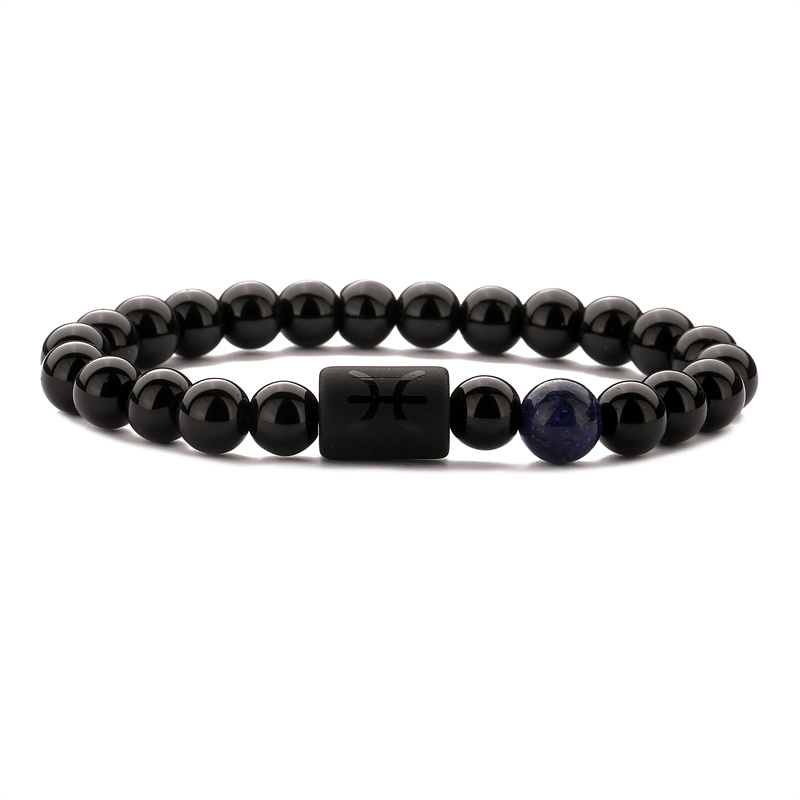 Chinoiserie Classic Style Round Constellation Agate Beaded Men's Bracelets display picture 13