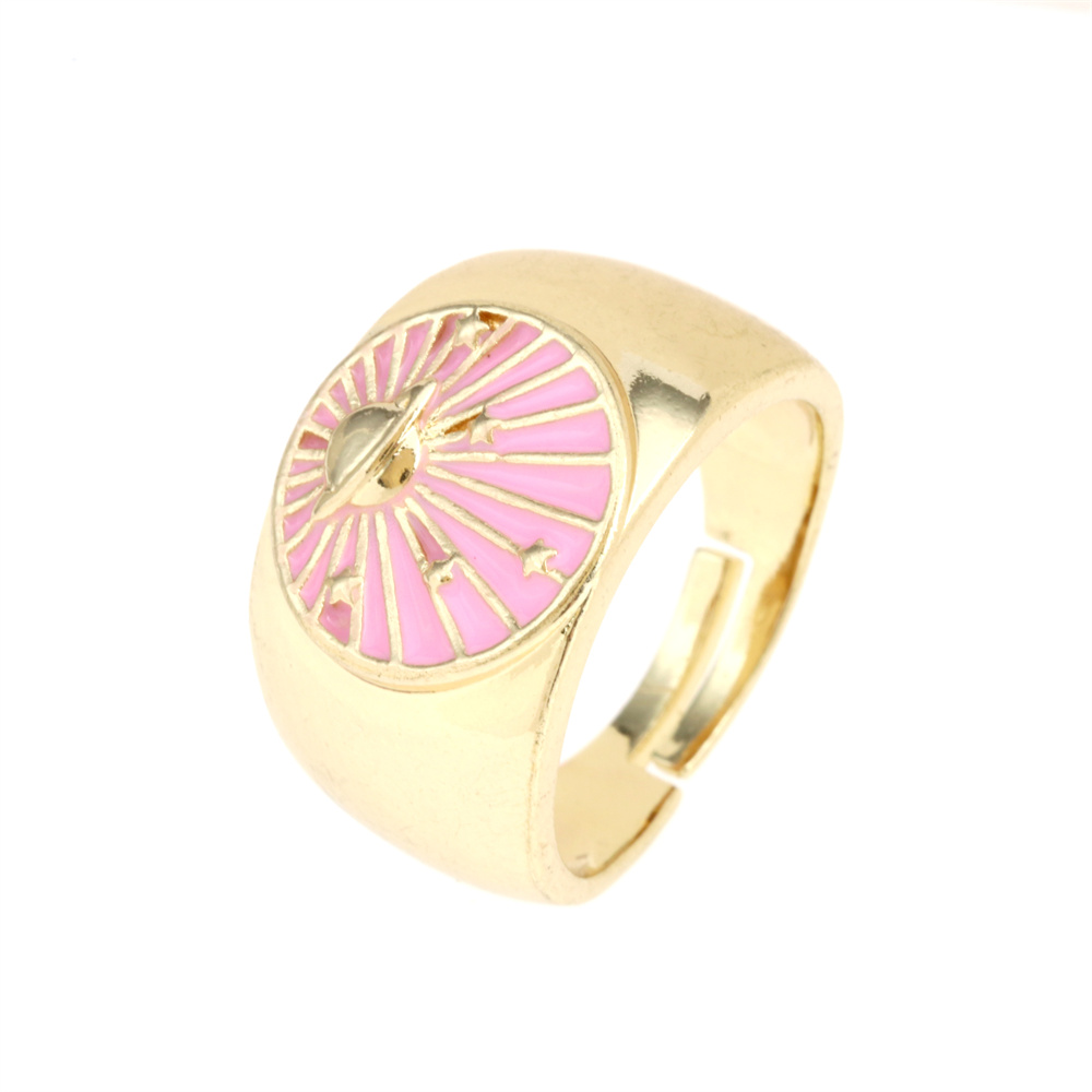 Wholesale IG Style Simple Style Commute Galaxy Copper Enamel 18K Gold Plated Open Rings display picture 4
