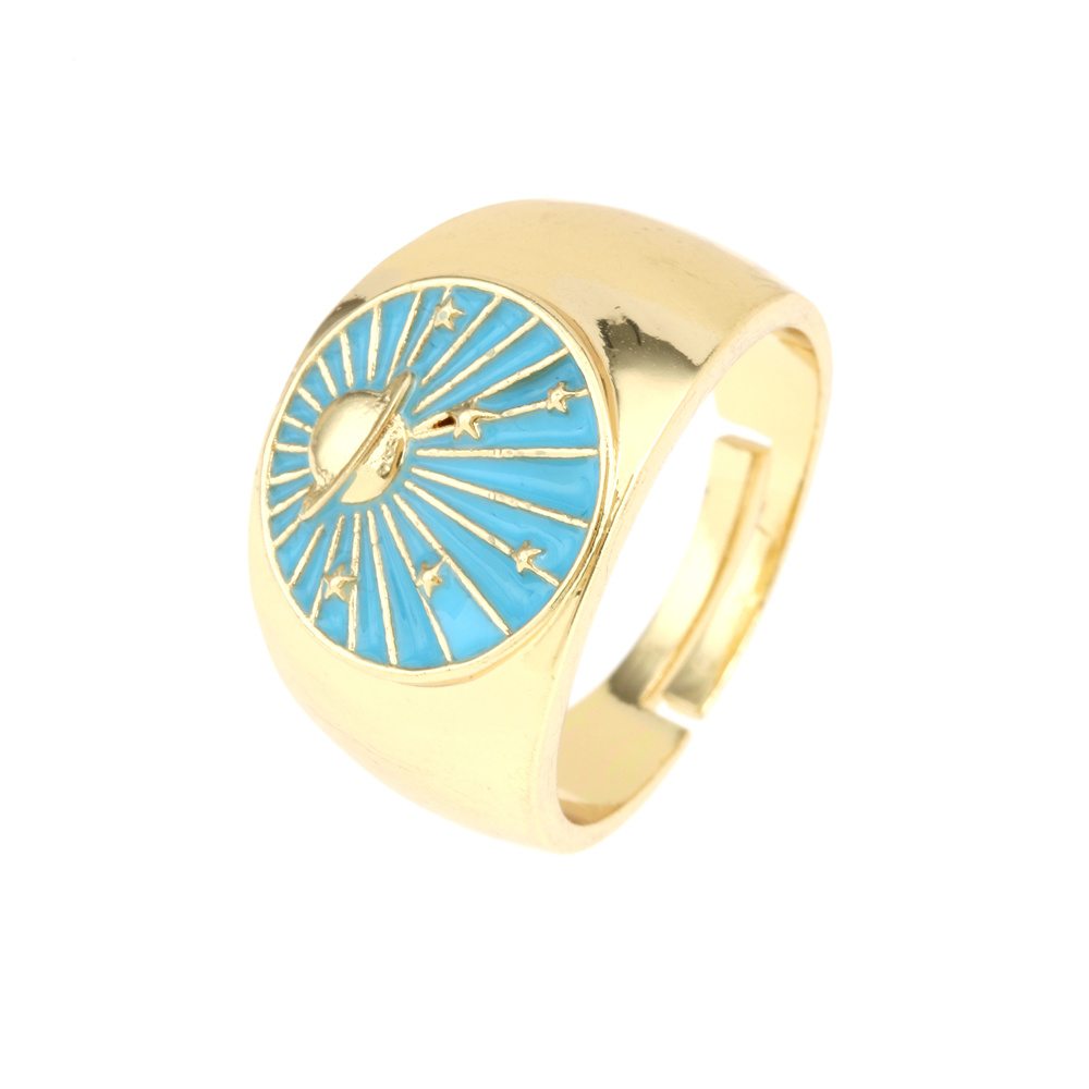 Wholesale IG Style Simple Style Commute Galaxy Copper Enamel 18K Gold Plated Open Rings display picture 8