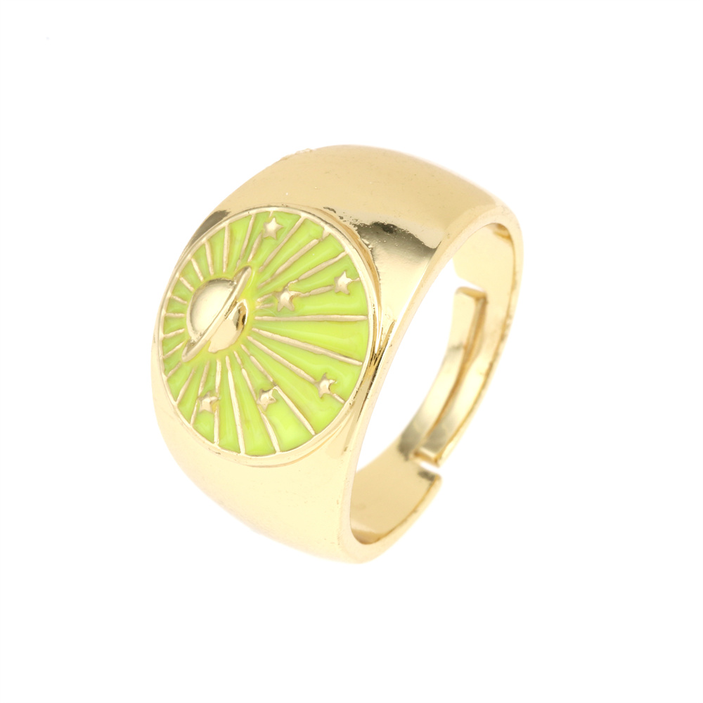 Wholesale IG Style Simple Style Commute Galaxy Copper Enamel 18K Gold Plated Open Rings display picture 6
