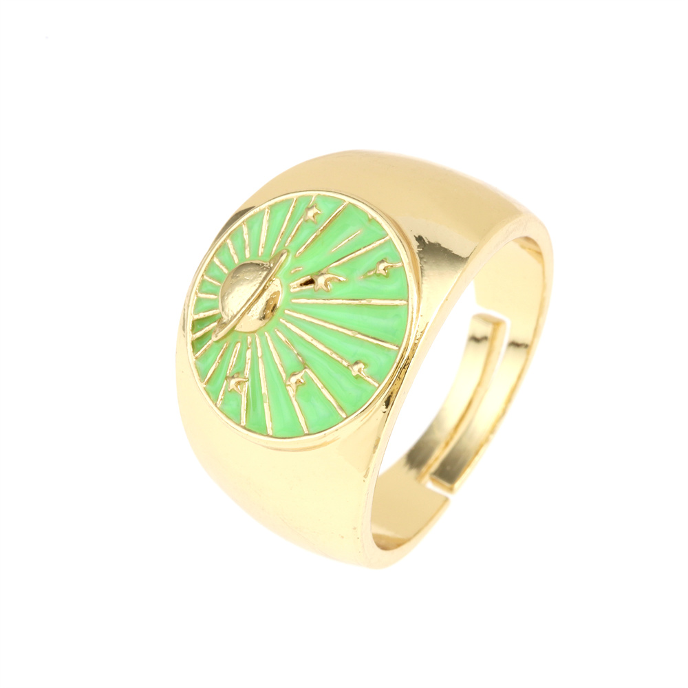 Wholesale IG Style Simple Style Commute Galaxy Copper Enamel 18K Gold Plated Open Rings display picture 7