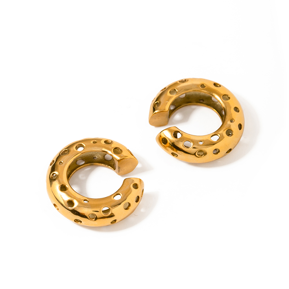 1 Pair Retro Roman Style C Shape 304 Stainless Steel 18K Gold Plated Ear Studs display picture 8