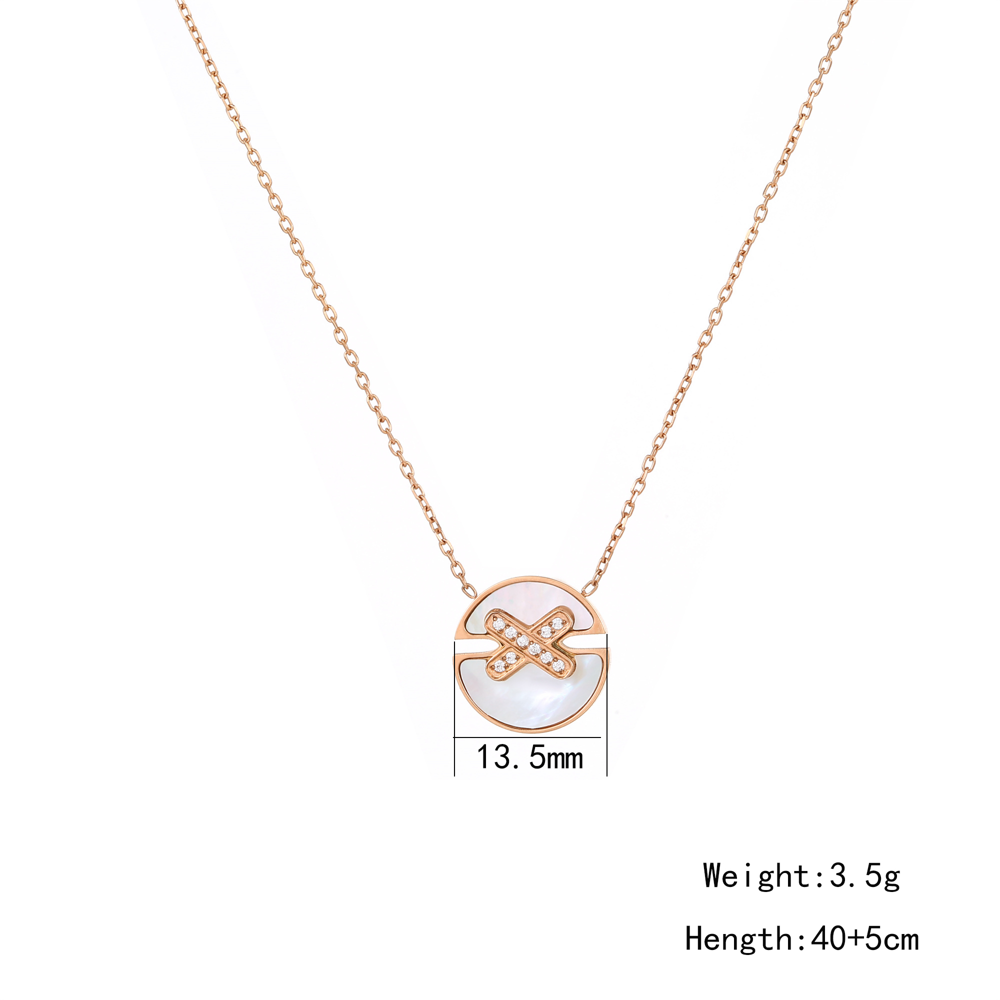 304 Stainless Steel Shell Rose Gold Plated Simple Style Classic Style Plating Round Shell Zircon Pendant Necklace display picture 5