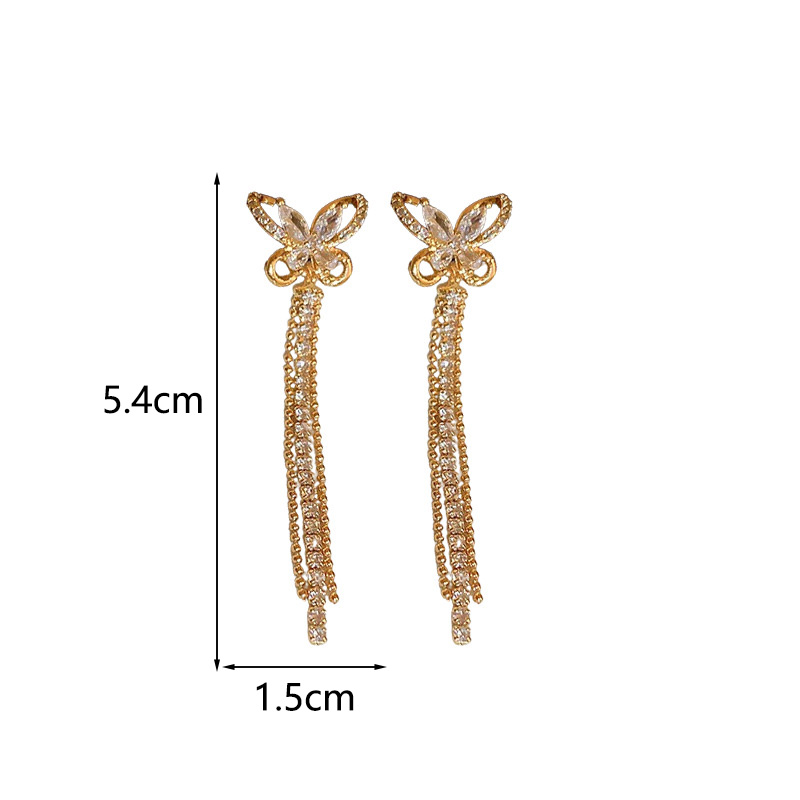 1 Pair IG Style Modern Style Classic Style Butterfly Inlay Copper Zircon Drop Earrings display picture 2