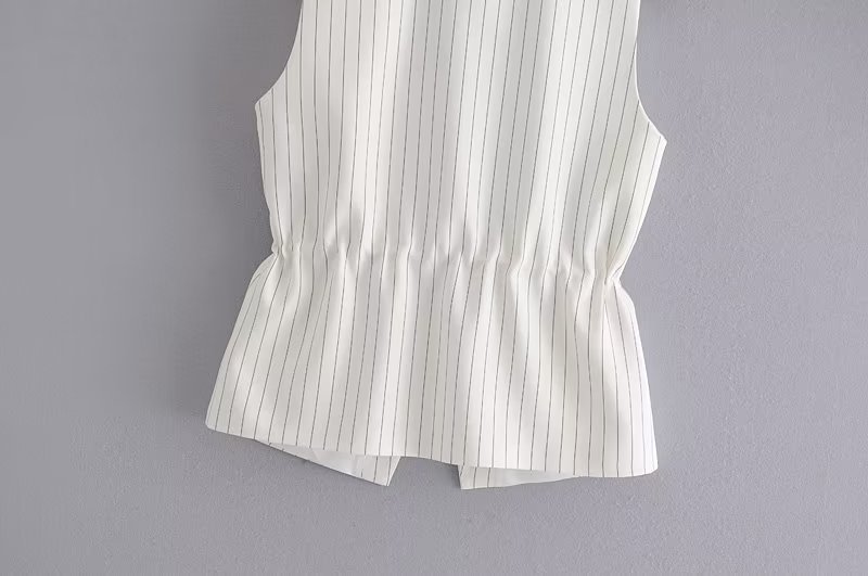 Women's Sleeveless Tank Tops Button British Style Stripe display picture 16
