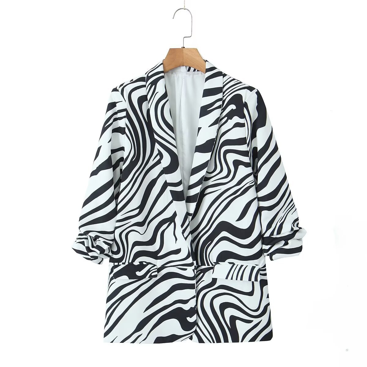 Women's Long Sleeve Blazers Pocket Streetwear Zebra display picture 1