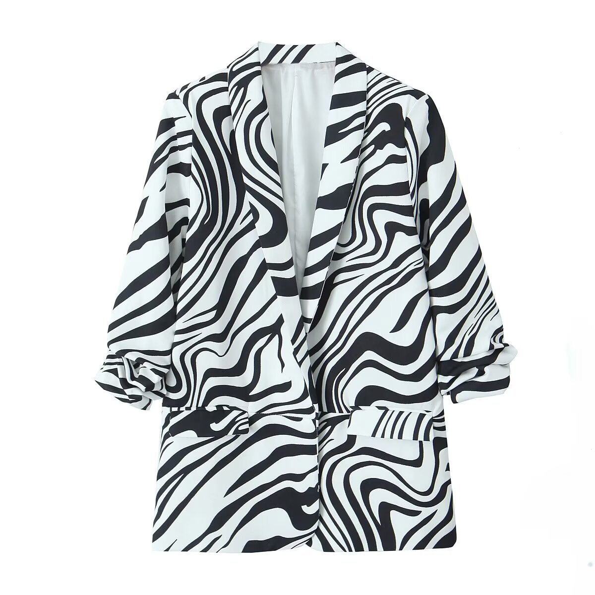 Women's Long Sleeve Blazers Pocket Streetwear Zebra display picture 2