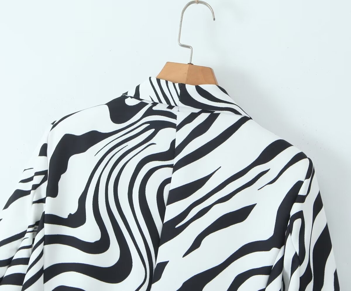 Women's Long Sleeve Blazers Pocket Streetwear Zebra display picture 8