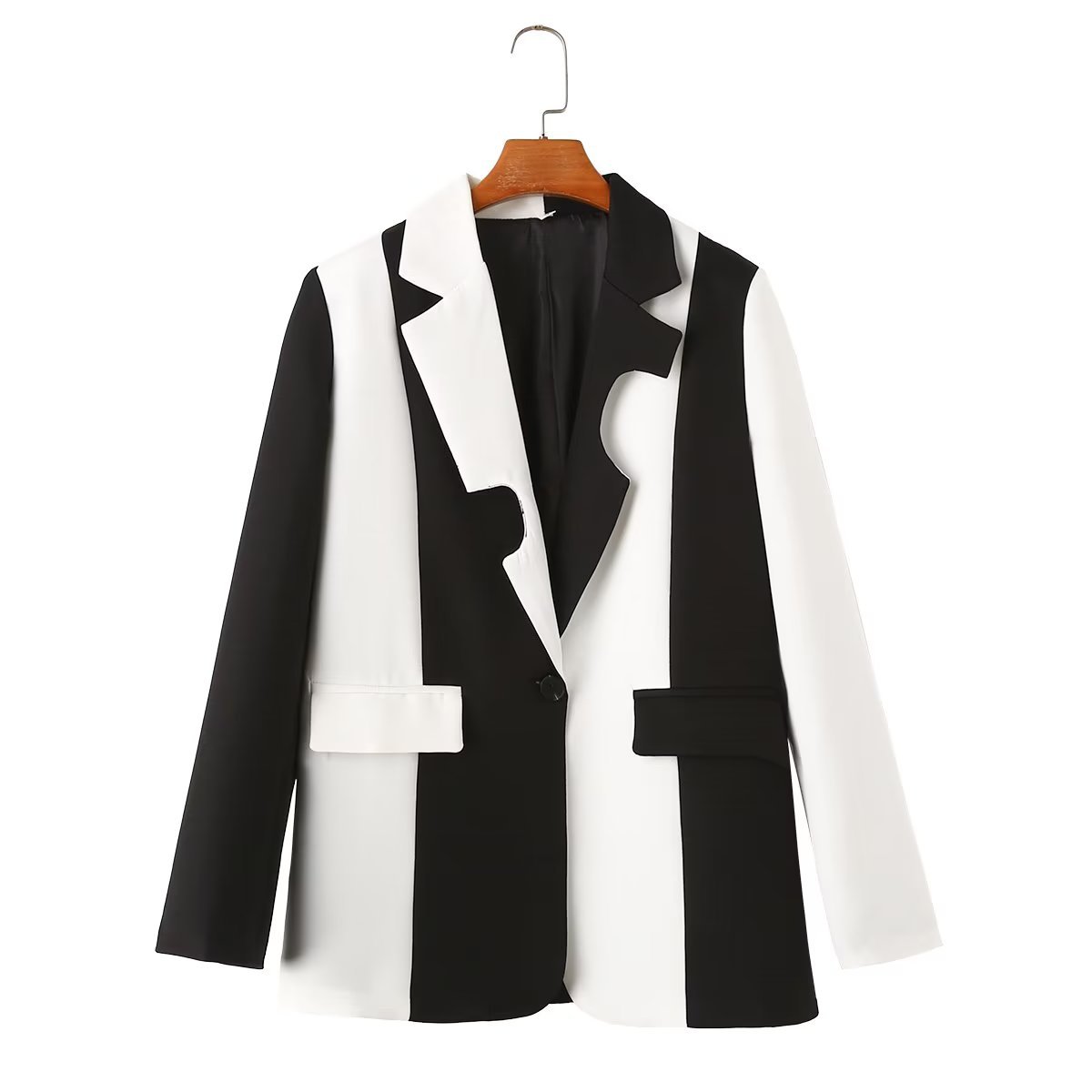 Women's Long Sleeve Blazers Contrast Binding Streetwear Zebra display picture 1