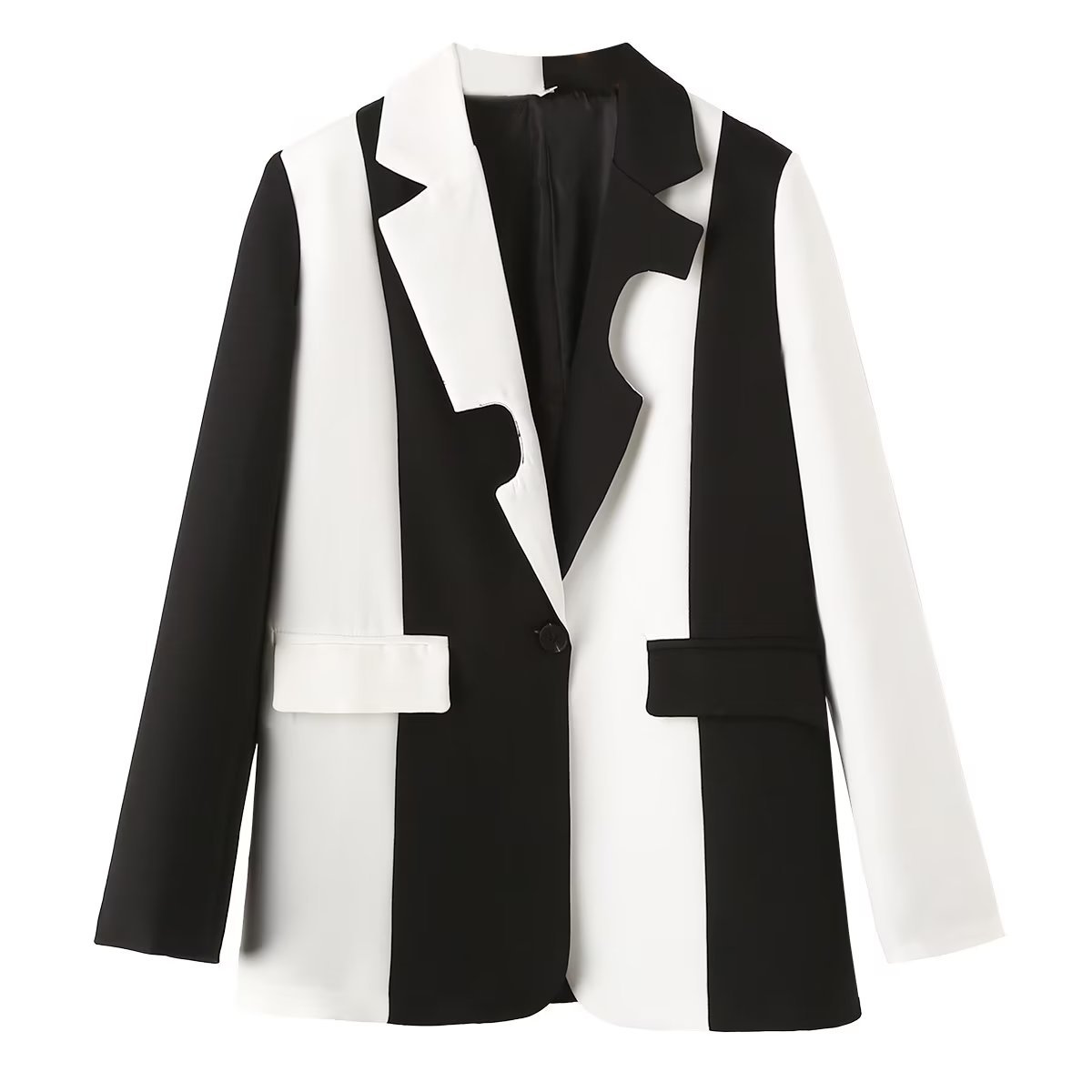 Women's Long Sleeve Blazers Contrast Binding Streetwear Zebra display picture 2