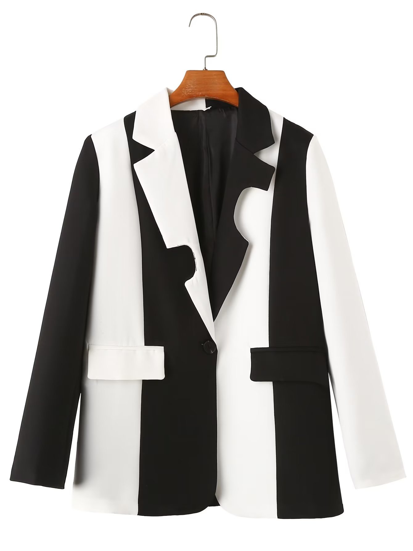 Women's Long Sleeve Blazers Contrast Binding Streetwear Zebra display picture 3