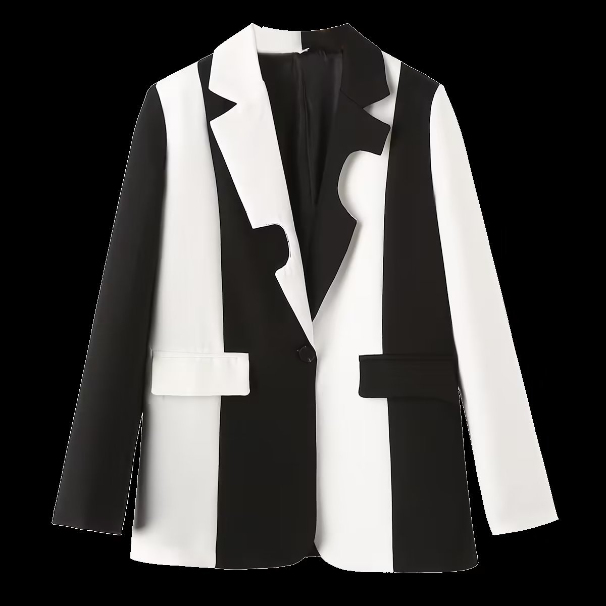 Women's Long Sleeve Blazers Contrast Binding Streetwear Zebra display picture 4