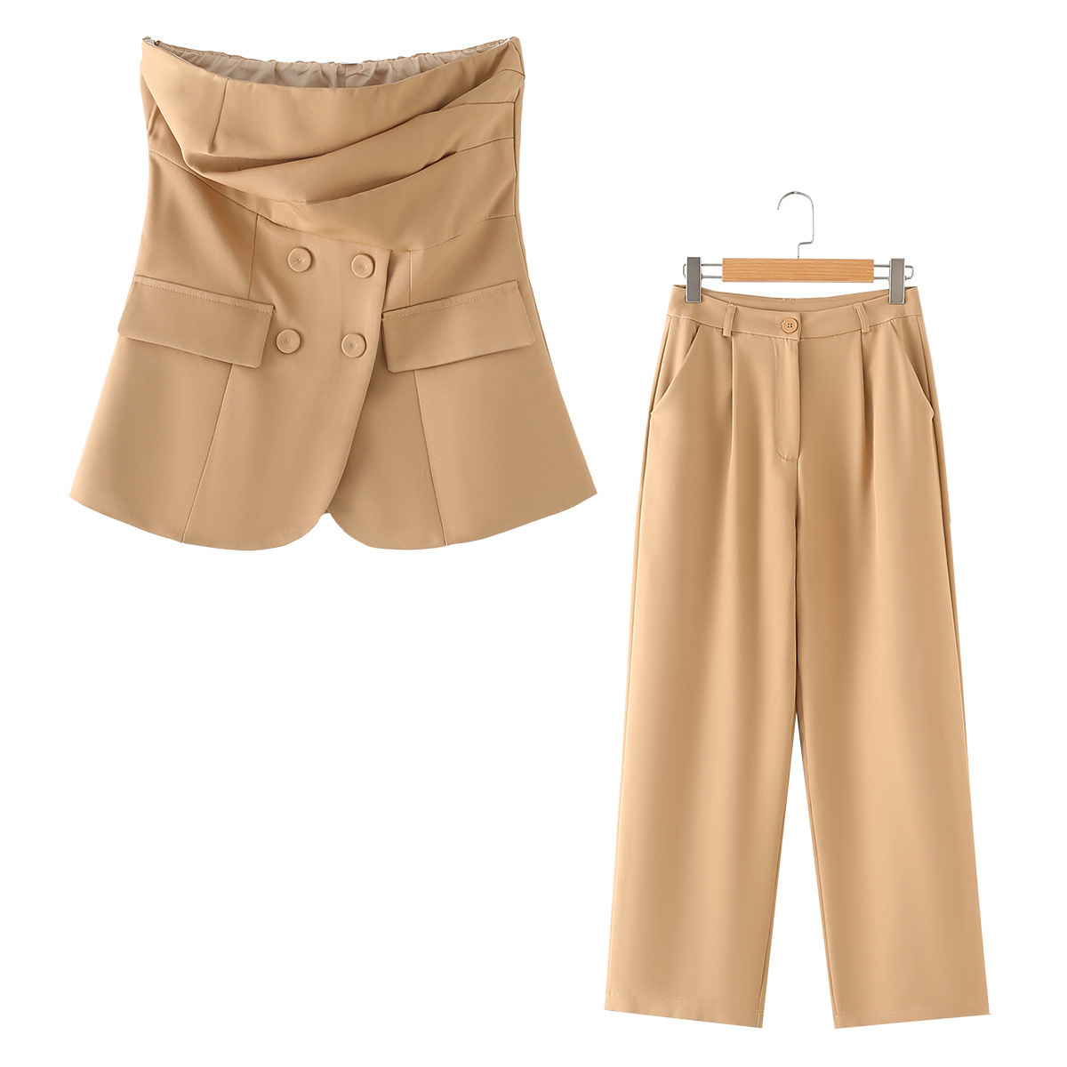 Daily Women's Elegant Solid Color Polyester Pleated Pants Sets Pants Sets display picture 1