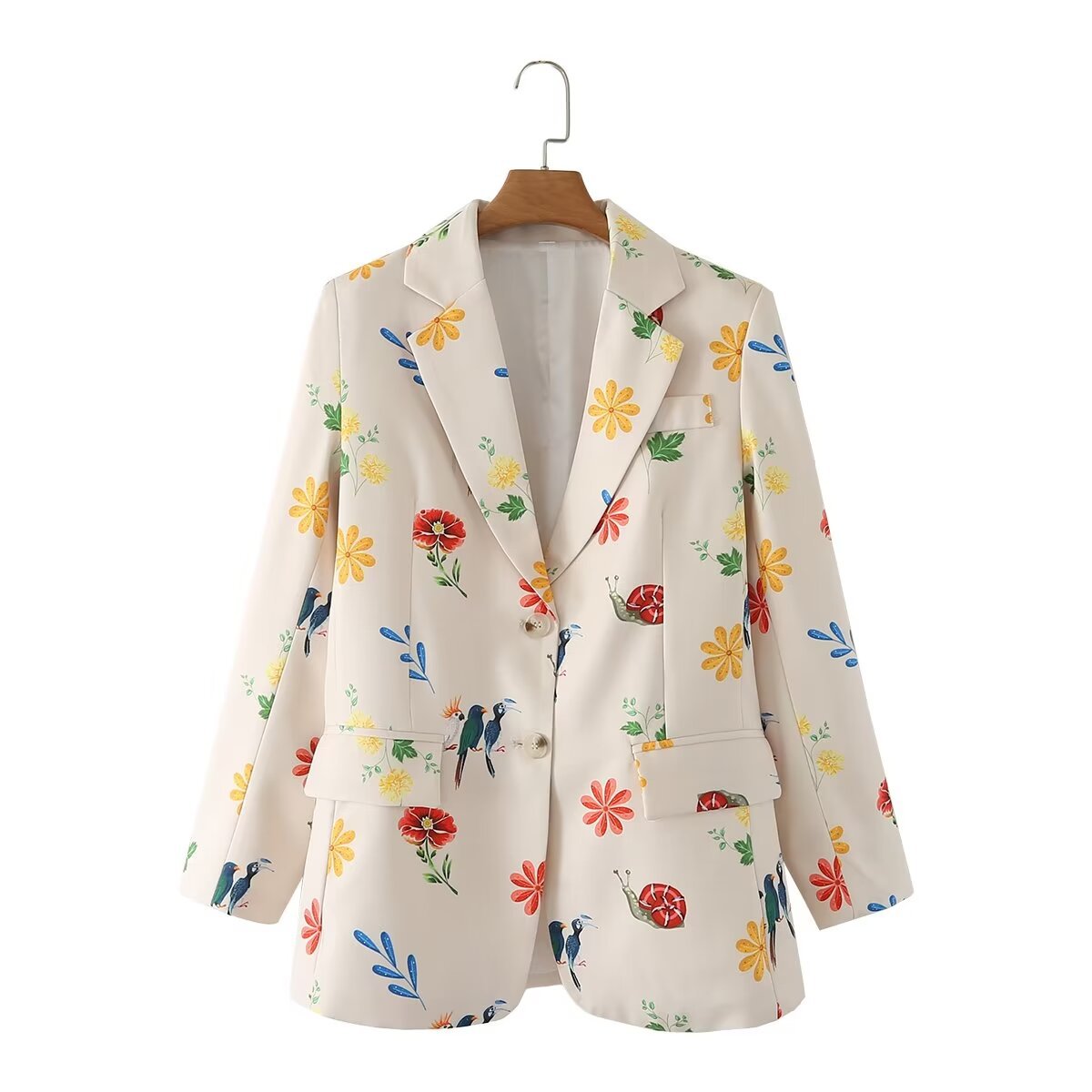 Women's Long Sleeve Blazers Printing Pocket Vacation Flower display picture 1
