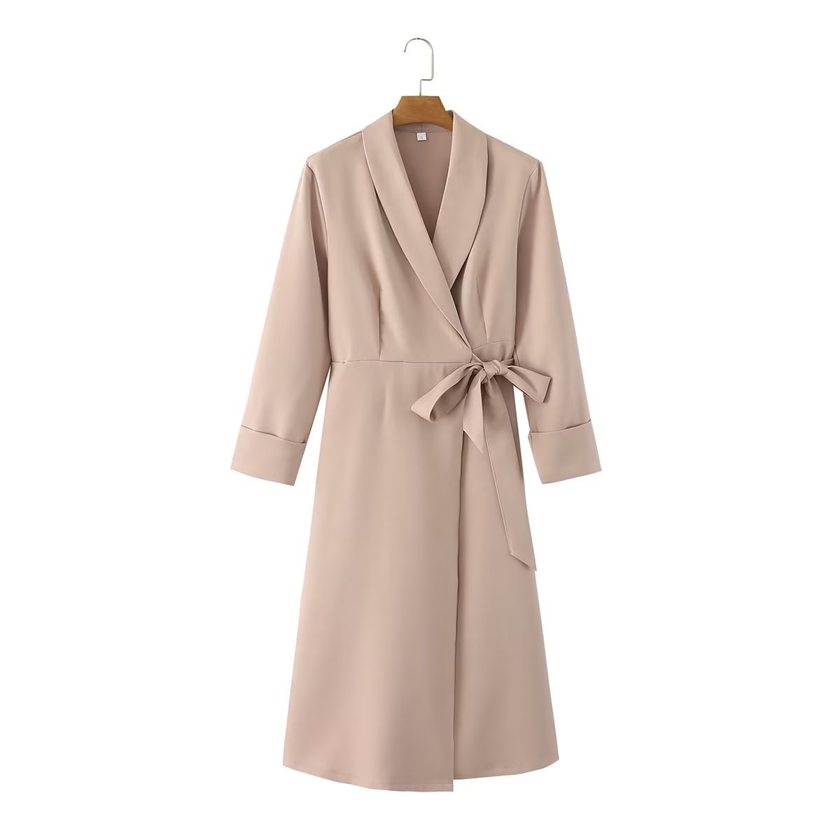 Women's Regular Dress British Style V Neck Belt Long Sleeve Solid Color Maxi Long Dress Outdoor Daily display picture 2