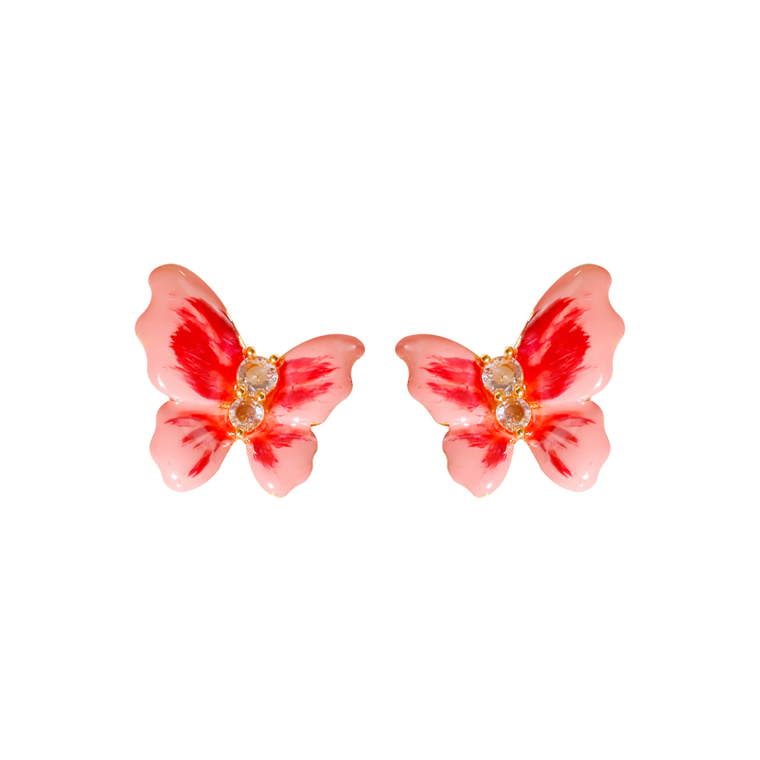 1 Pair Lady Modern Style Sweet Butterfly Plating Inlay Copper Rhinestones Ear Studs display picture 1