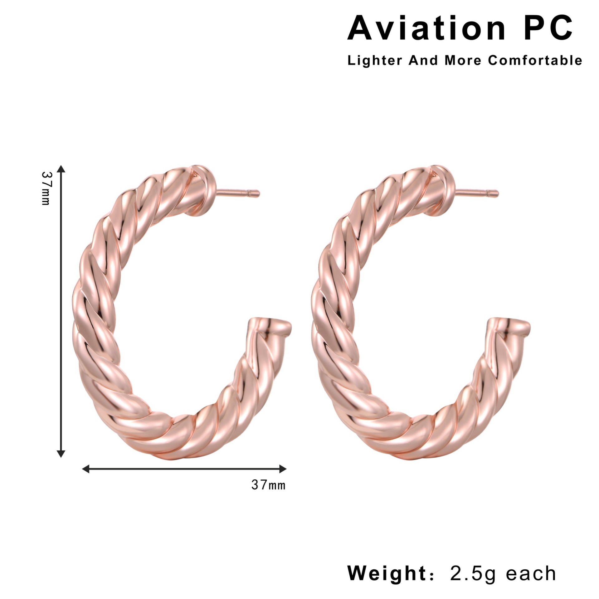 1 Pair Casual Elegant Lady Circle Aviation Pc 18K Gold Plated Hoop Earrings display picture 3
