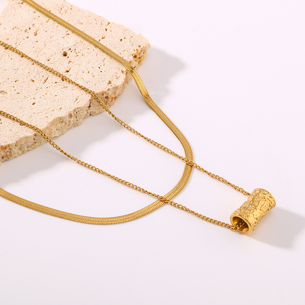 Edelstahl 304 18 Karat Vergoldet IG-Stil Einfacher Stil Geometrisch Doppellagige Halsketten display picture 3