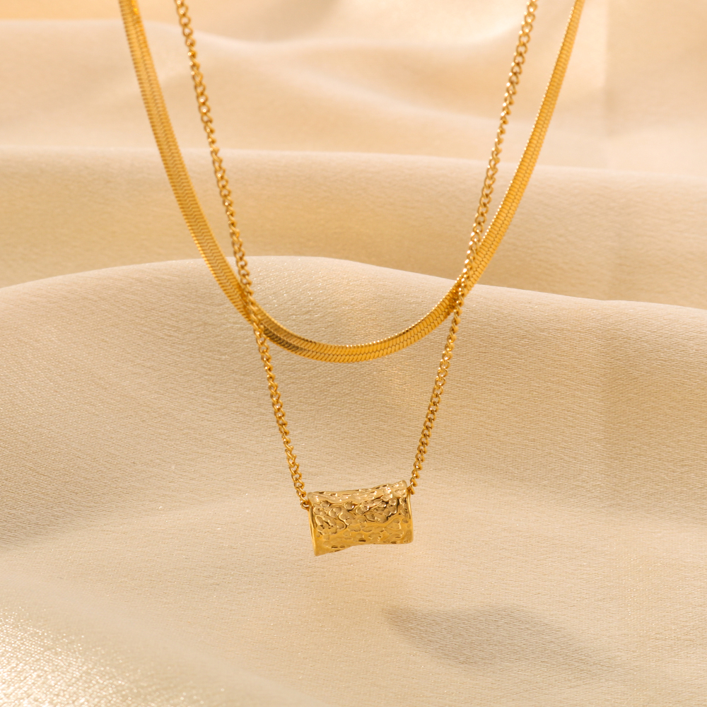 Edelstahl 304 18 Karat Vergoldet IG-Stil Einfacher Stil Geometrisch Doppellagige Halsketten display picture 4