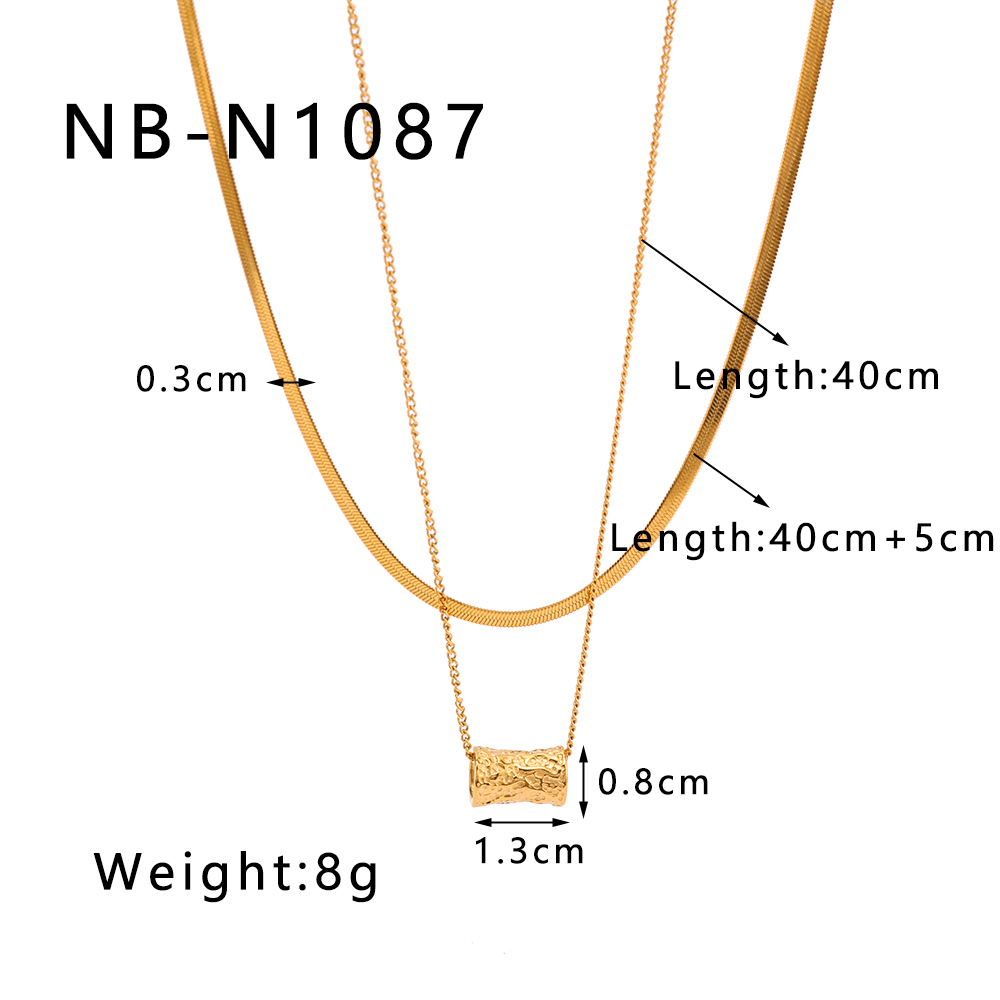 304 Stainless Steel 18K Gold Plated IG Style Simple Style Geometric Double Layer Necklaces display picture 6