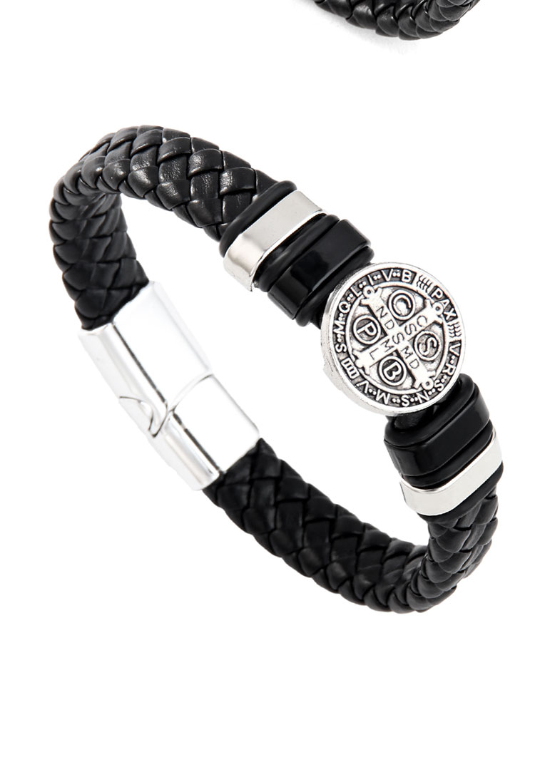 Hip-Hop Classic Style Cool Style Triangle Cross Symbol Pu Leather Alloy Men's Wristband display picture 6
