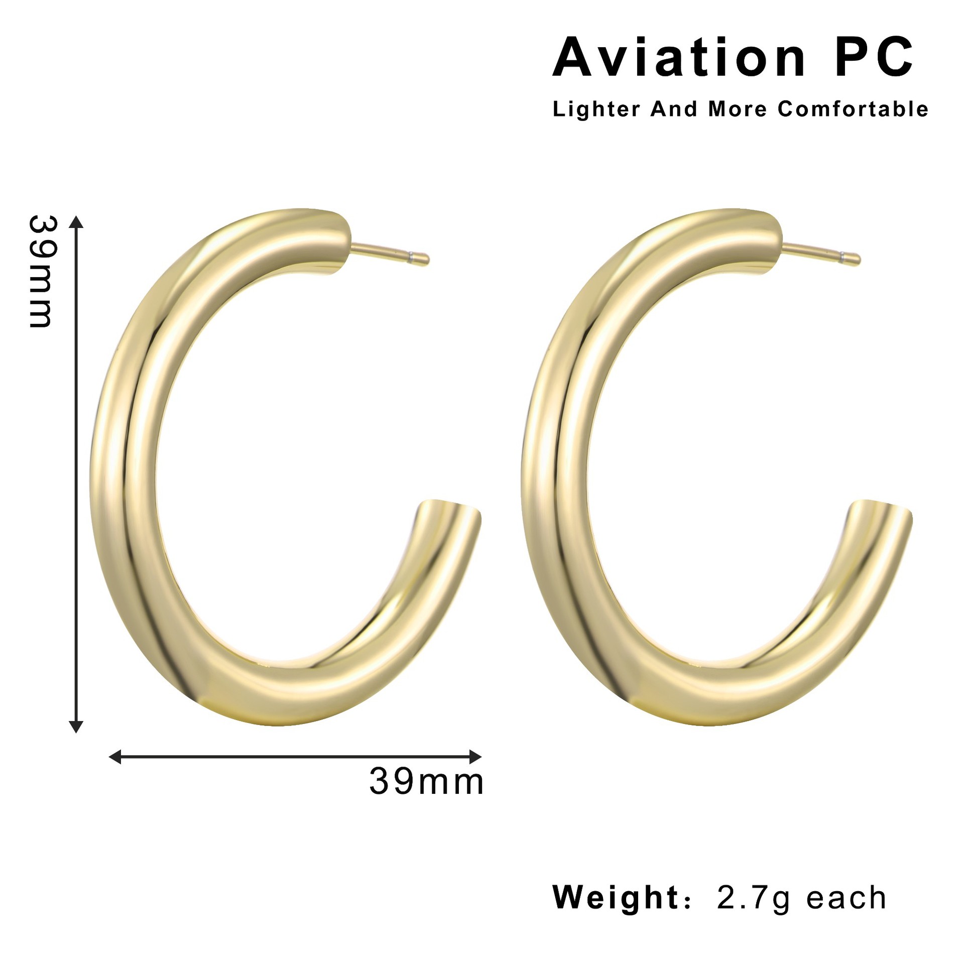 1 Pair Fairy Style Casual Elegant Circle Aviation Pc 18K Gold Plated Hoop Earrings display picture 1
