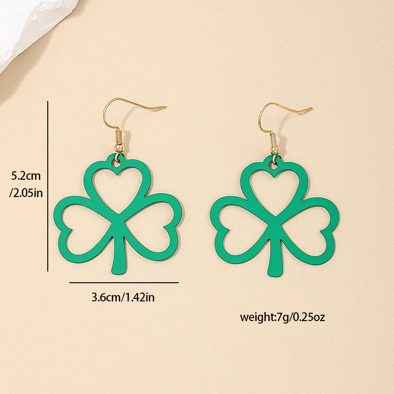 1 Pair Casual Simple Style Shamrock Hollow Out Alloy Drop Earrings display picture 5