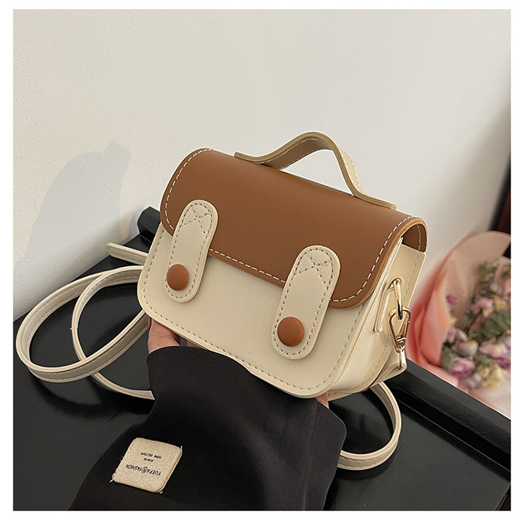 Women's Small Pu Leather Color Block Cute Square Flip Cover Crossbody Bag display picture 5