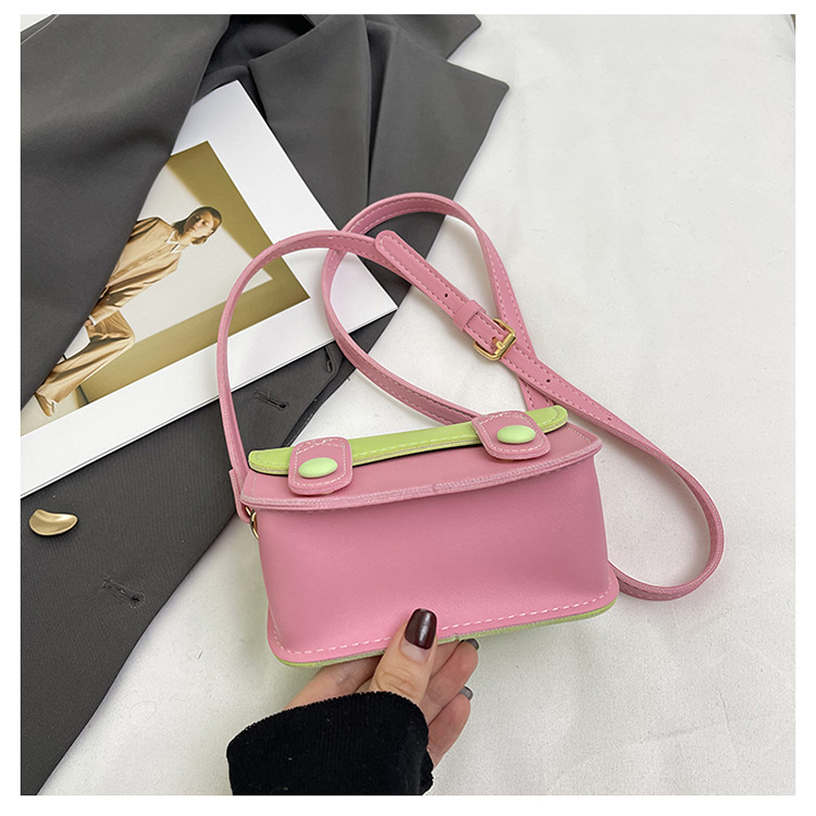 Women's Small Pu Leather Color Block Cute Square Flip Cover Crossbody Bag display picture 6