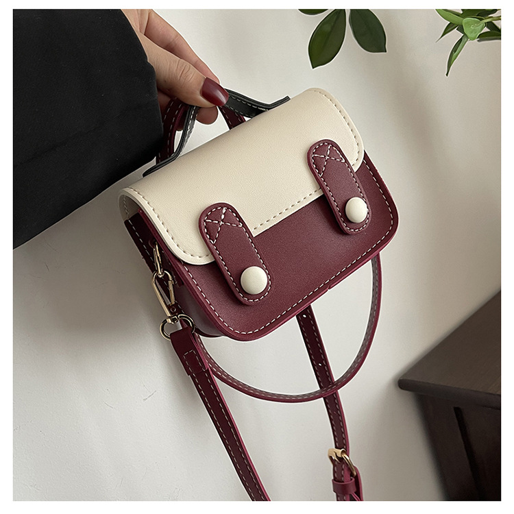 Women's Small Pu Leather Color Block Cute Square Flip Cover Crossbody Bag display picture 8
