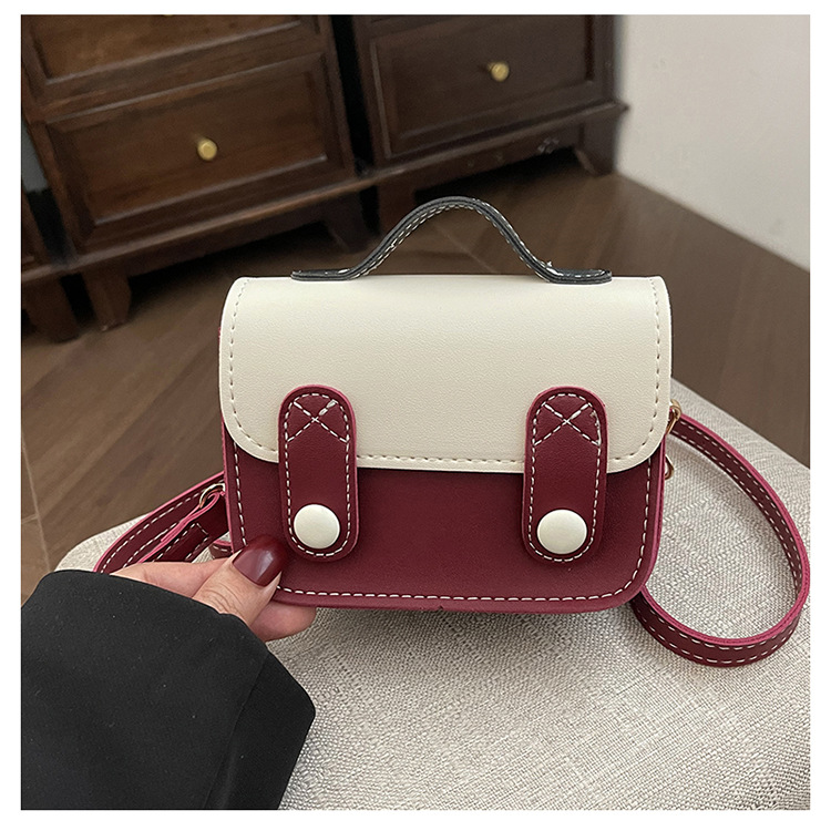 Women's Small Pu Leather Color Block Cute Square Flip Cover Crossbody Bag display picture 10