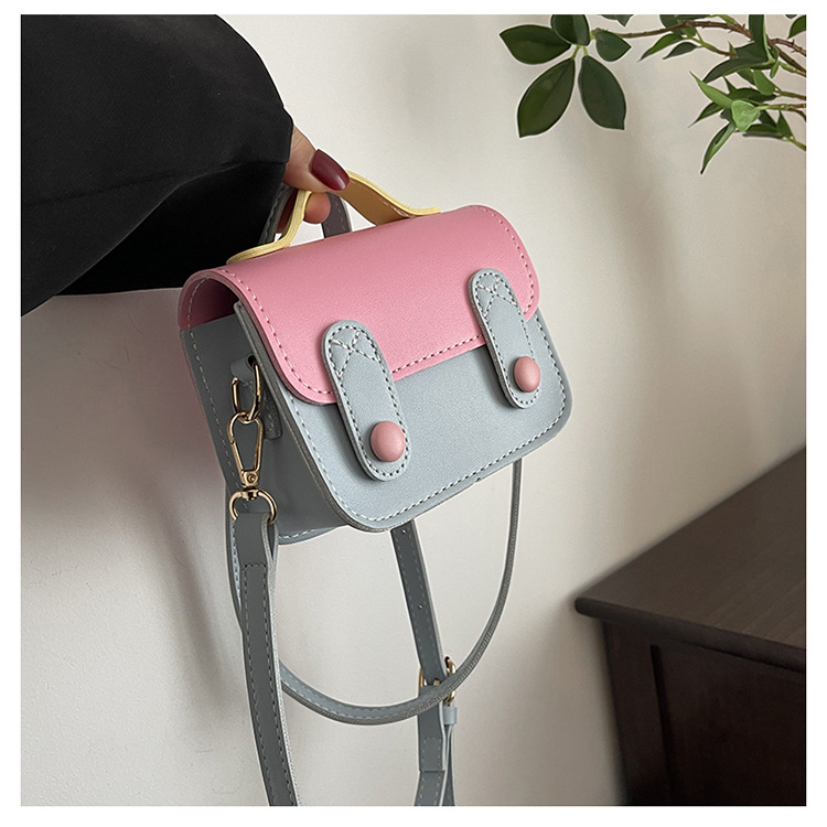 Women's Small Pu Leather Color Block Cute Square Flip Cover Crossbody Bag display picture 12