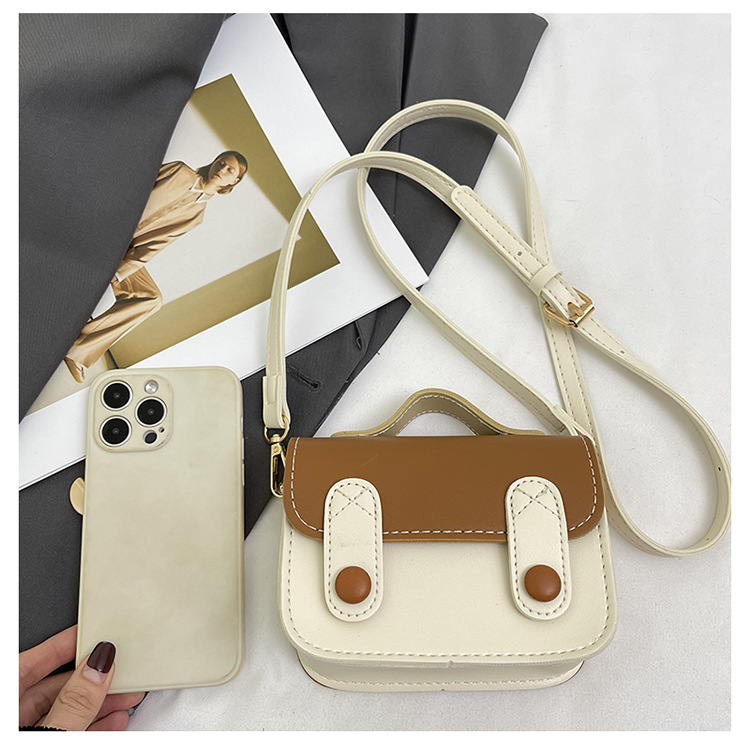 Women's Small Pu Leather Color Block Cute Square Flip Cover Crossbody Bag display picture 14