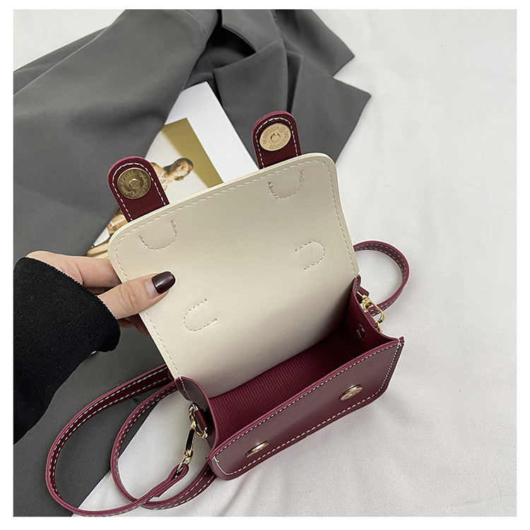 Women's Small Pu Leather Color Block Cute Square Flip Cover Crossbody Bag display picture 15